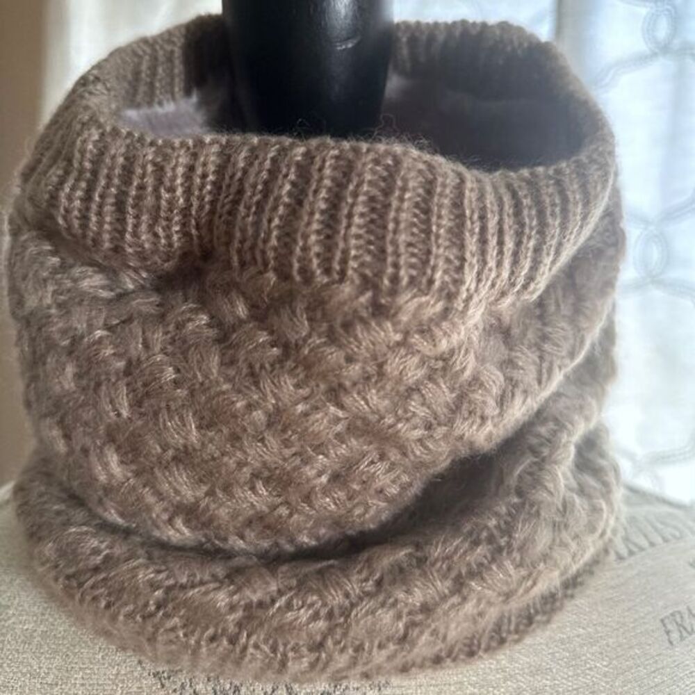 knit cowl scarf snood faux fur lined cozy